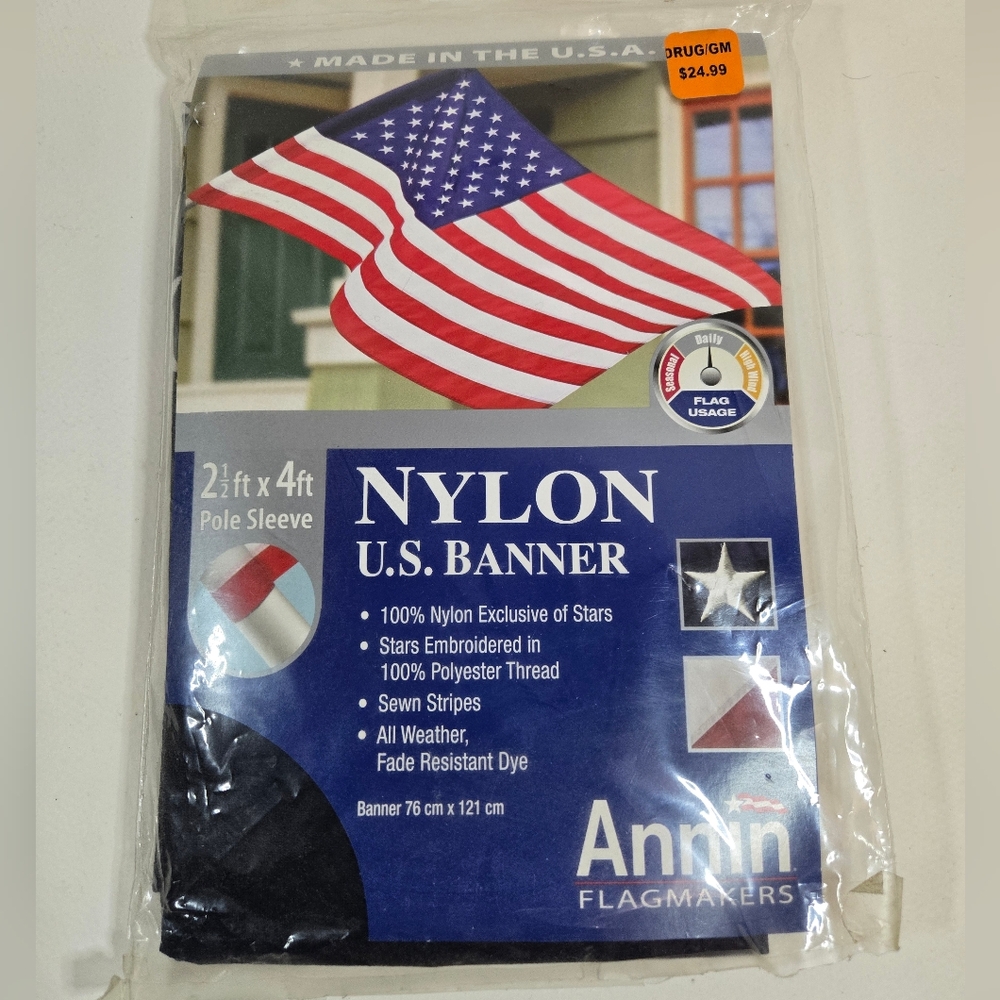 Annin Flagmakers Nylon U.S. Flag. USA Banner. US Banner 76cm x 121 cm